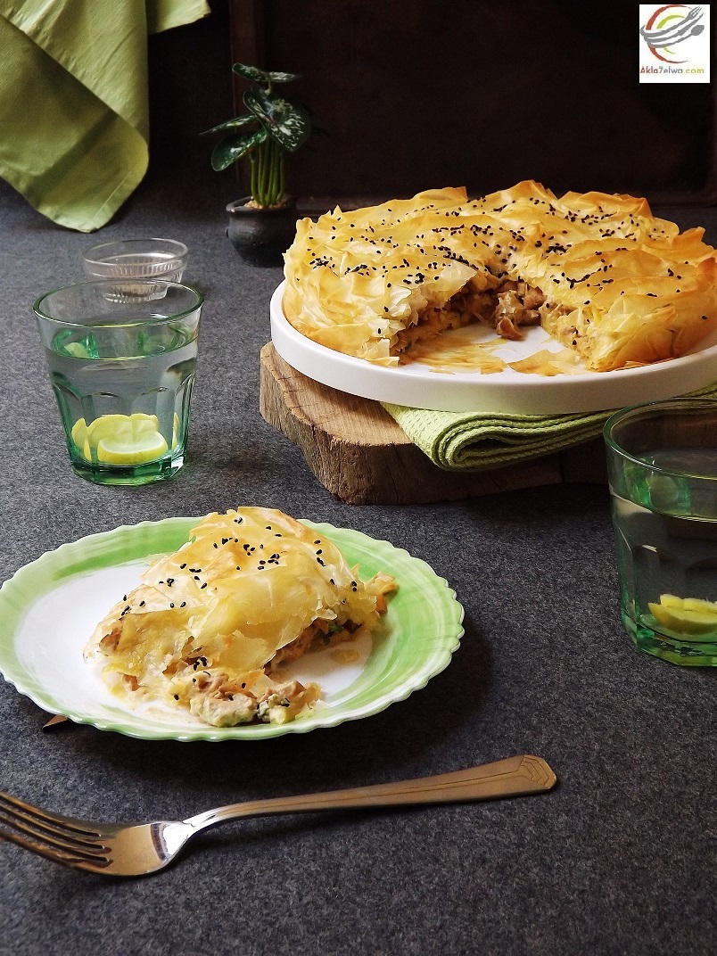 فطيرة شاورما الدجاج chicken shawerma pie